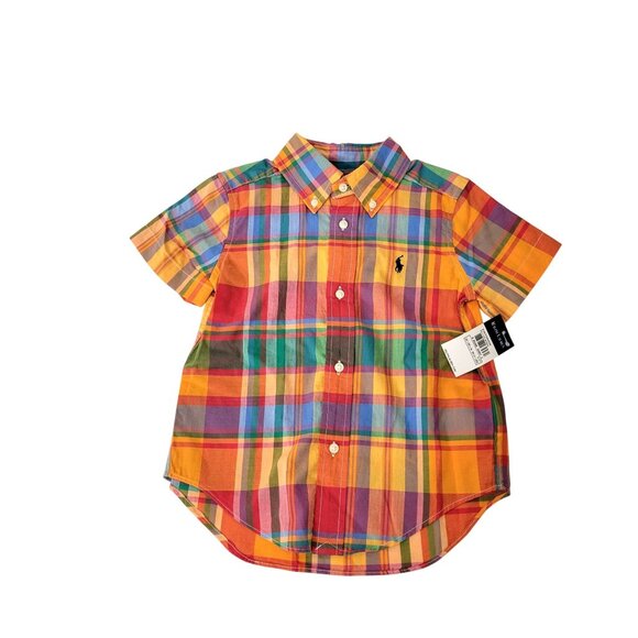 Ralph Lauren Boys Plaid Short Sleeve Button-Down Shirt 2/2T 100% Cotton Multicol - Picture 5 of 5